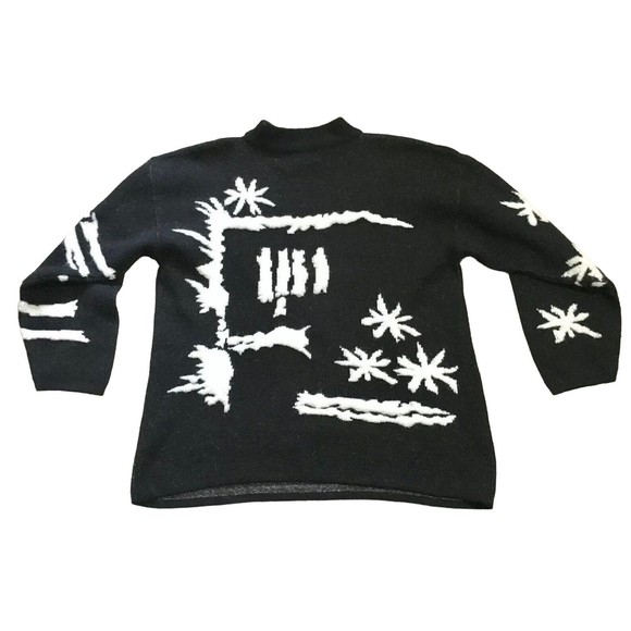 Vtg 80s 90s Kitty Hawk Vivian Wang Abstract Crew Pullover Sweater Cheetah M L - Picture 9 of 15